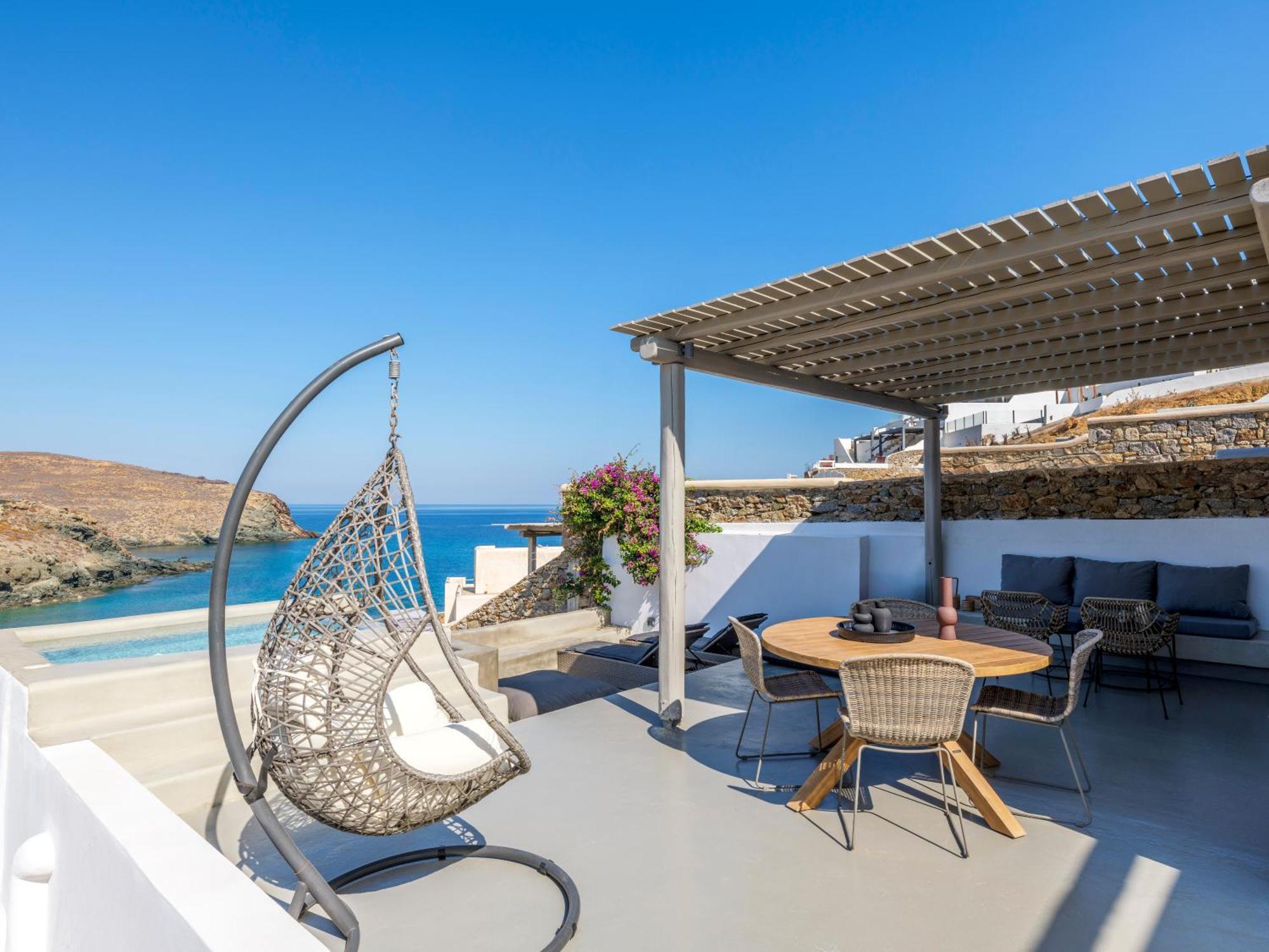 Sea Rock & Sky Private Mykonos Residence Merchia Beach エクステリア 写真