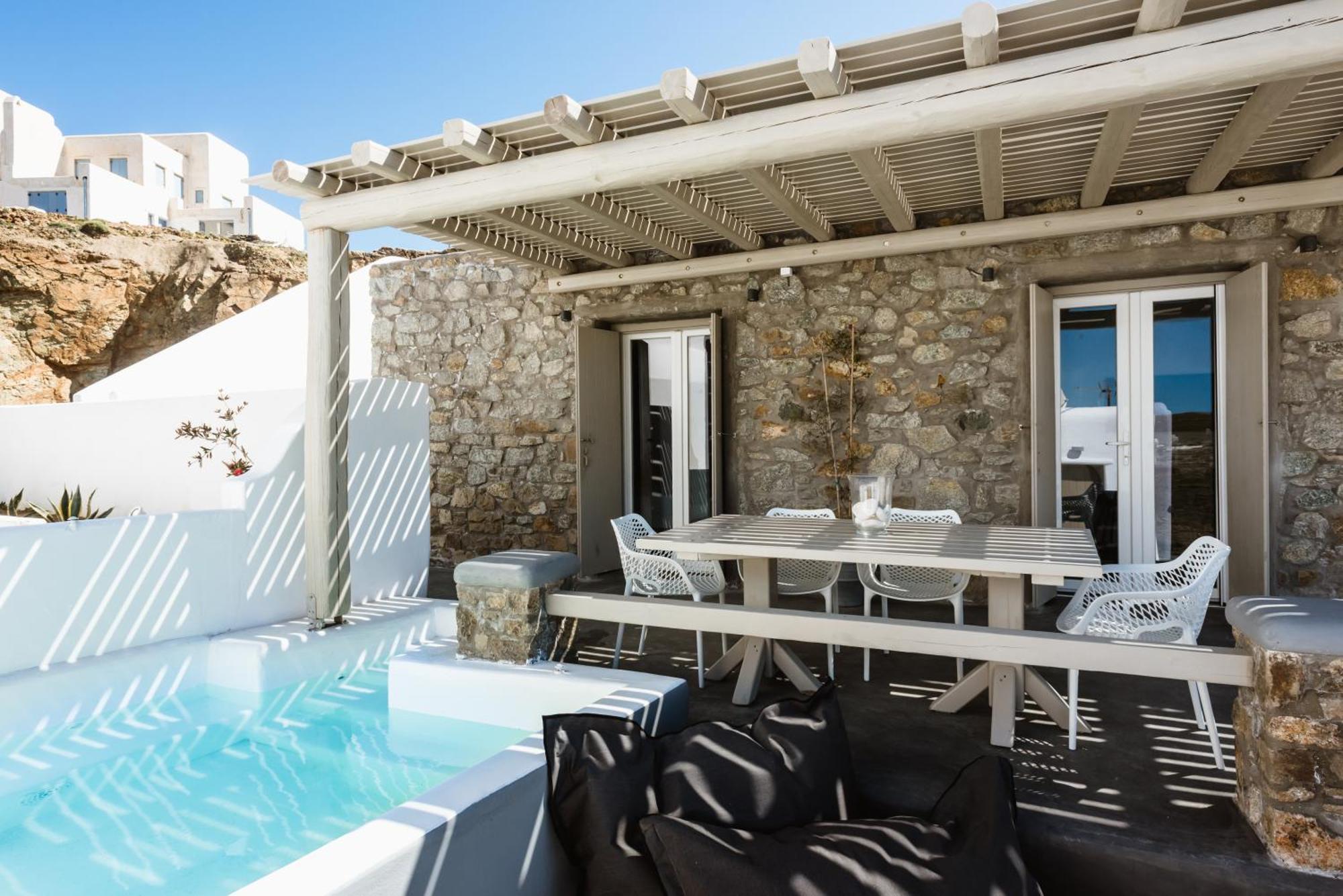 Sea Rock & Sky Private Mykonos Residence Merchia Beach エクステリア 写真