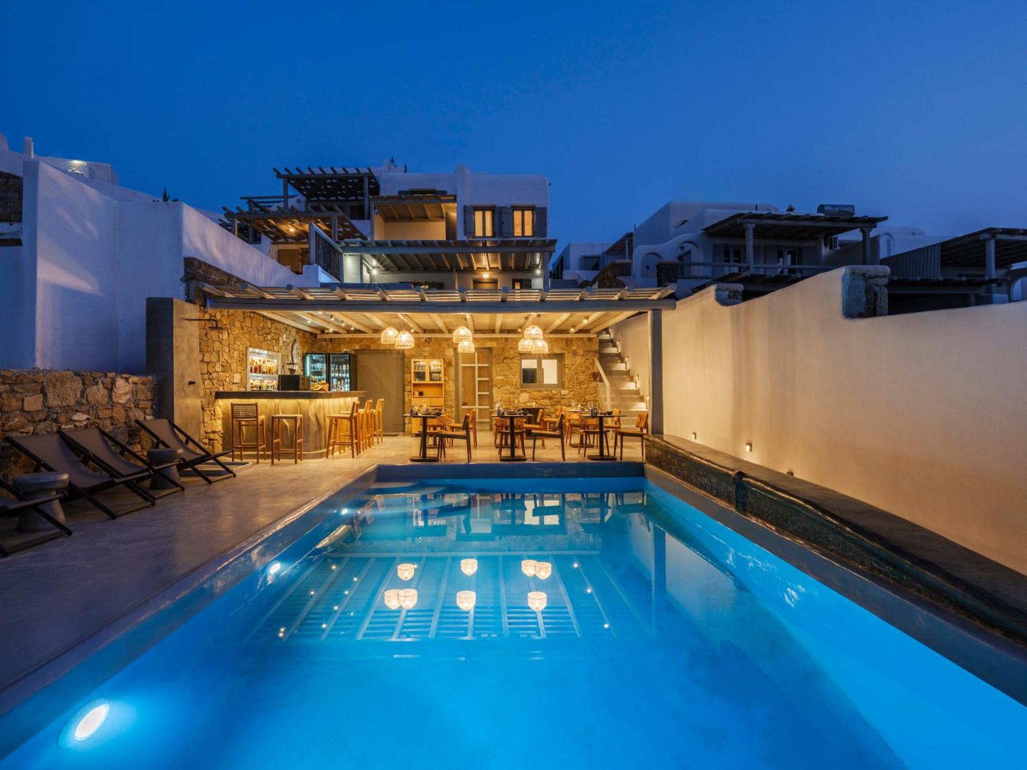 Sea Rock & Sky Private Mykonos Residence Merchia Beach エクステリア 写真