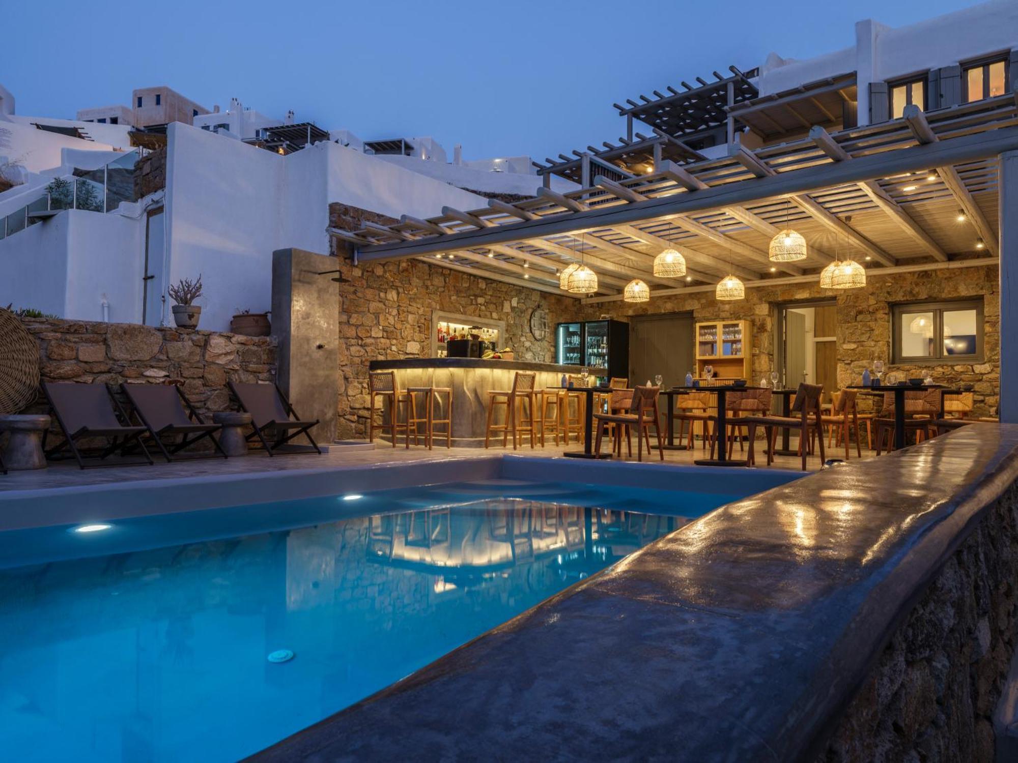 Sea Rock & Sky Private Mykonos Residence Merchia Beach エクステリア 写真