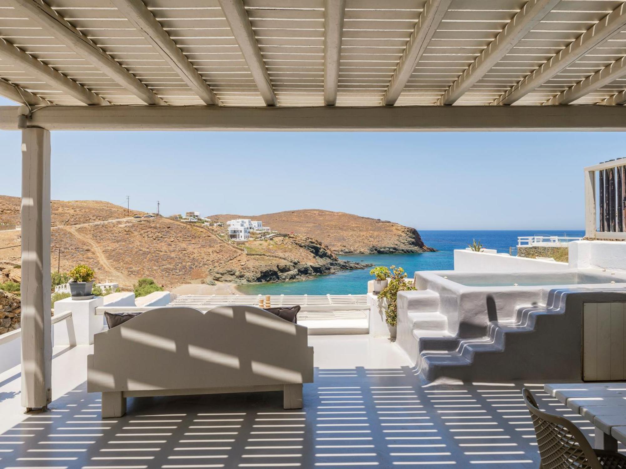 Sea Rock & Sky Private Mykonos Residence Merchia Beach エクステリア 写真