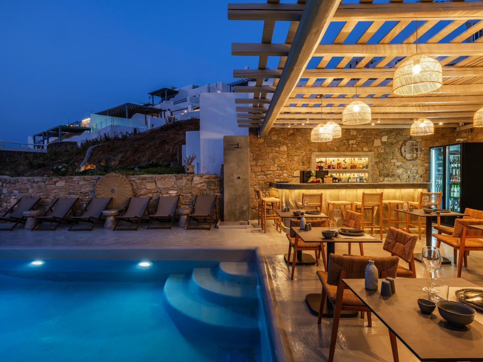 Sea Rock & Sky Private Mykonos Residence Merchia Beach エクステリア 写真