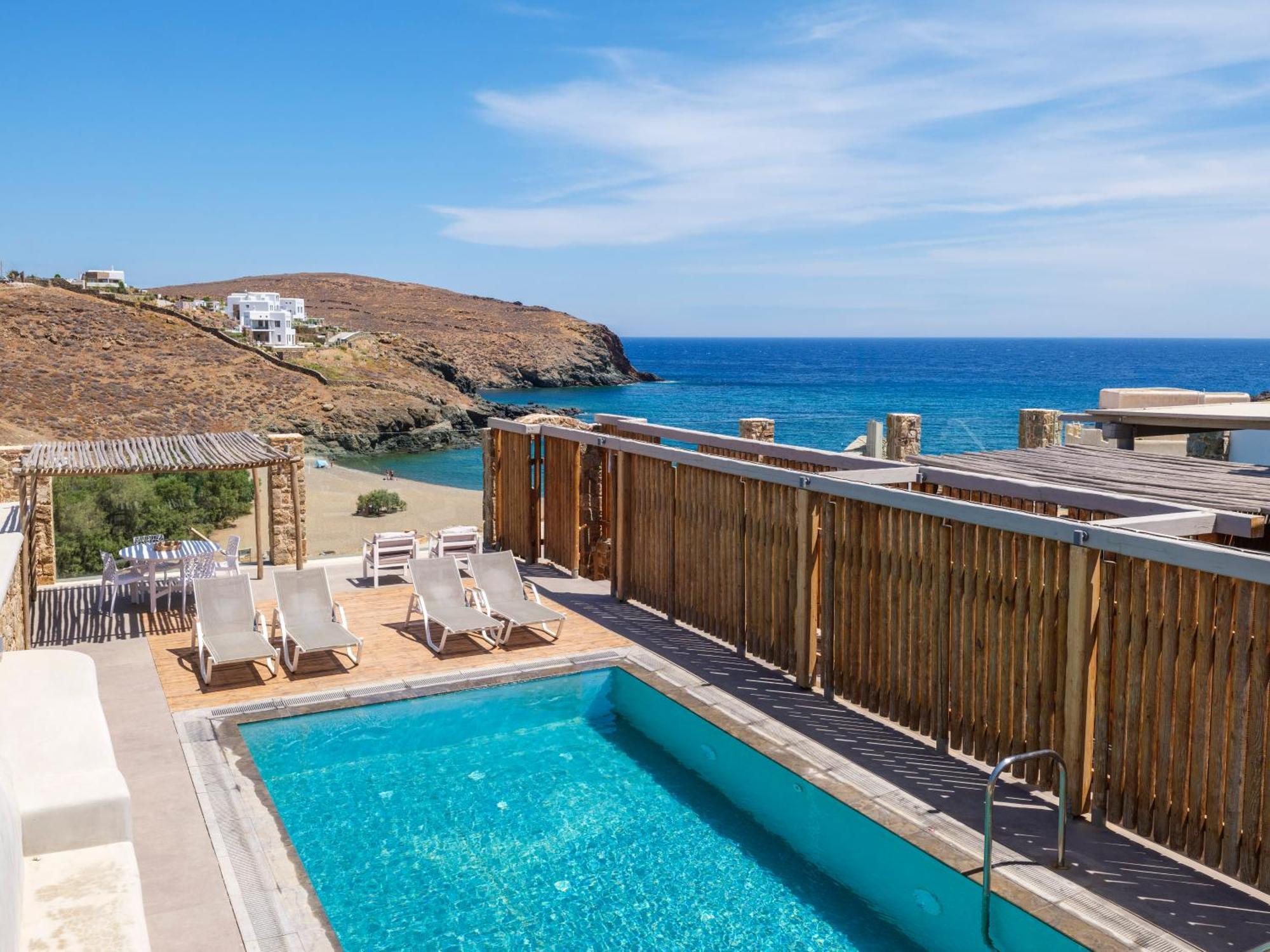Sea Rock & Sky Private Mykonos Residence Merchia Beach エクステリア 写真