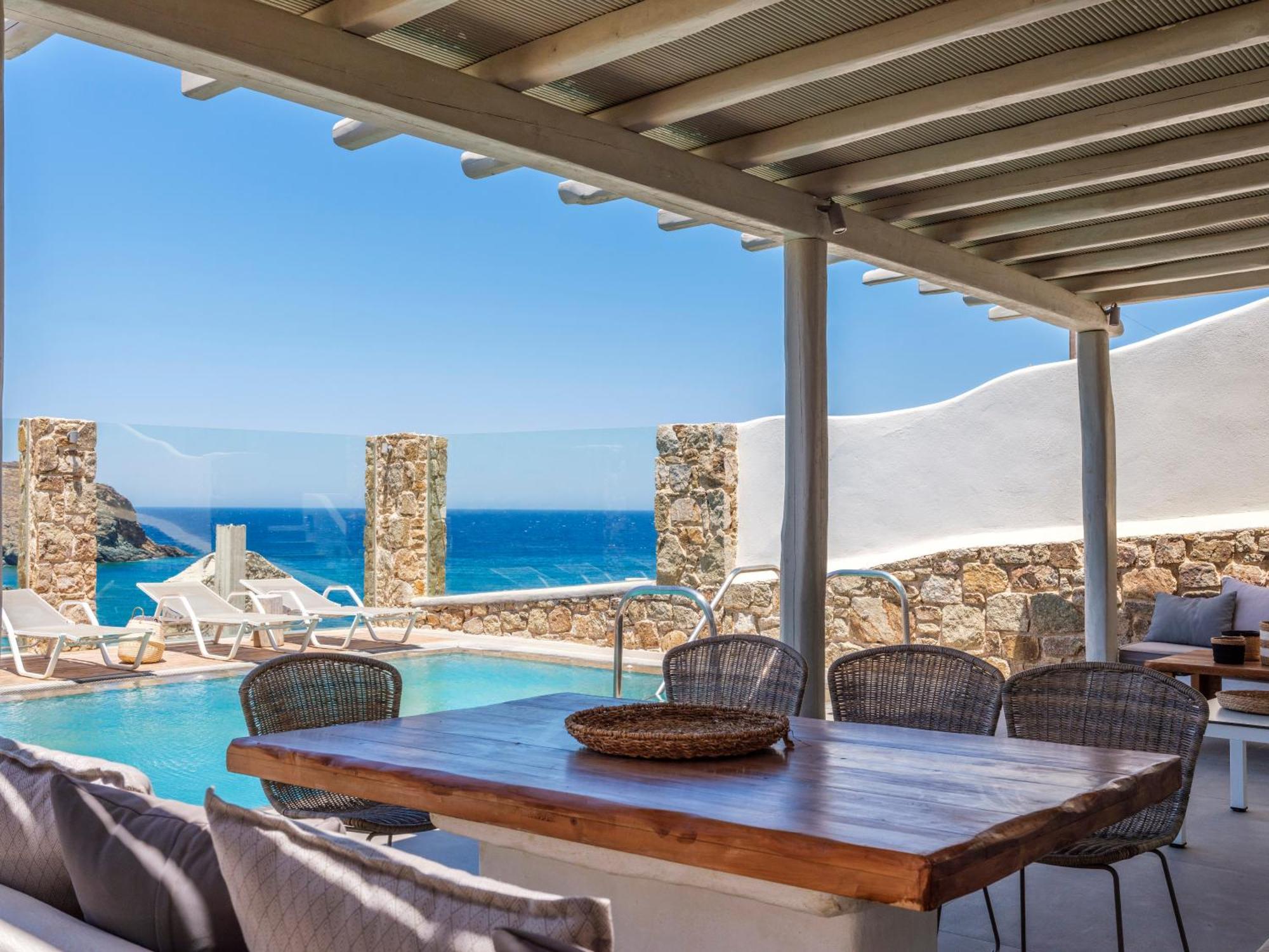 Sea Rock & Sky Private Mykonos Residence Merchia Beach エクステリア 写真