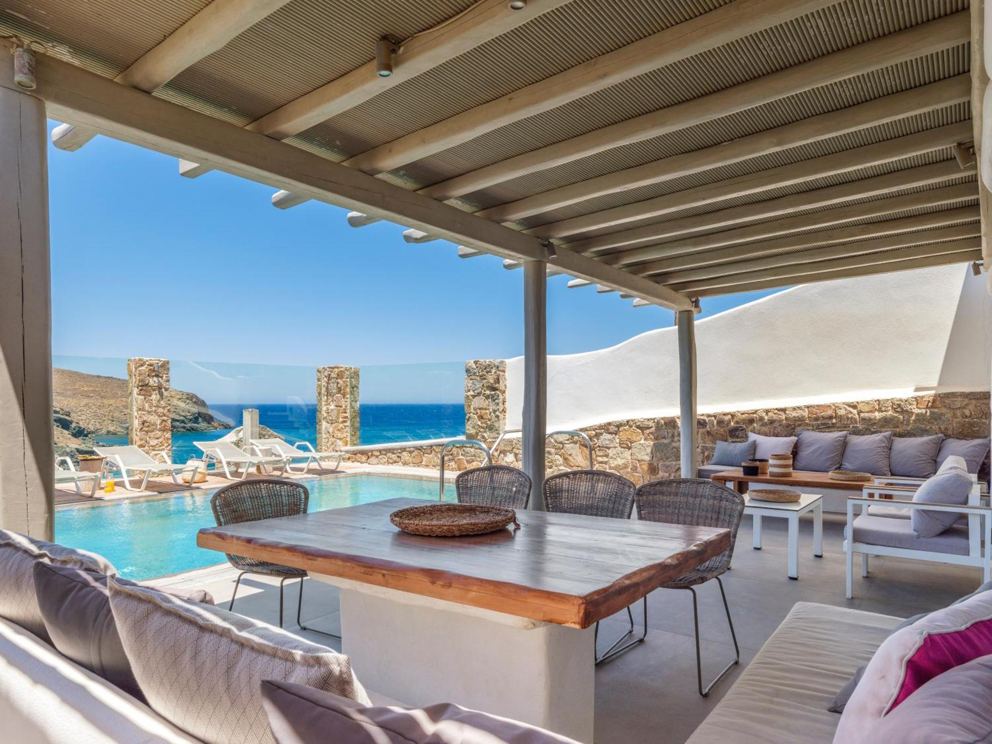 Sea Rock & Sky Private Mykonos Residence Merchia Beach エクステリア 写真