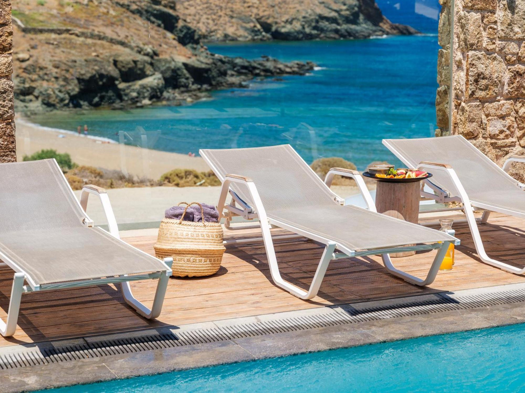 Sea Rock & Sky Private Mykonos Residence Merchia Beach エクステリア 写真